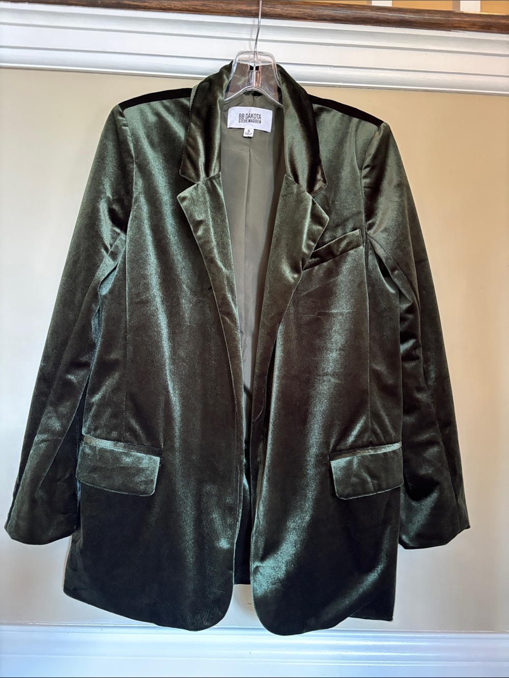 BB Dakota by Steve Madden Dark Olive Velvet Blazer
